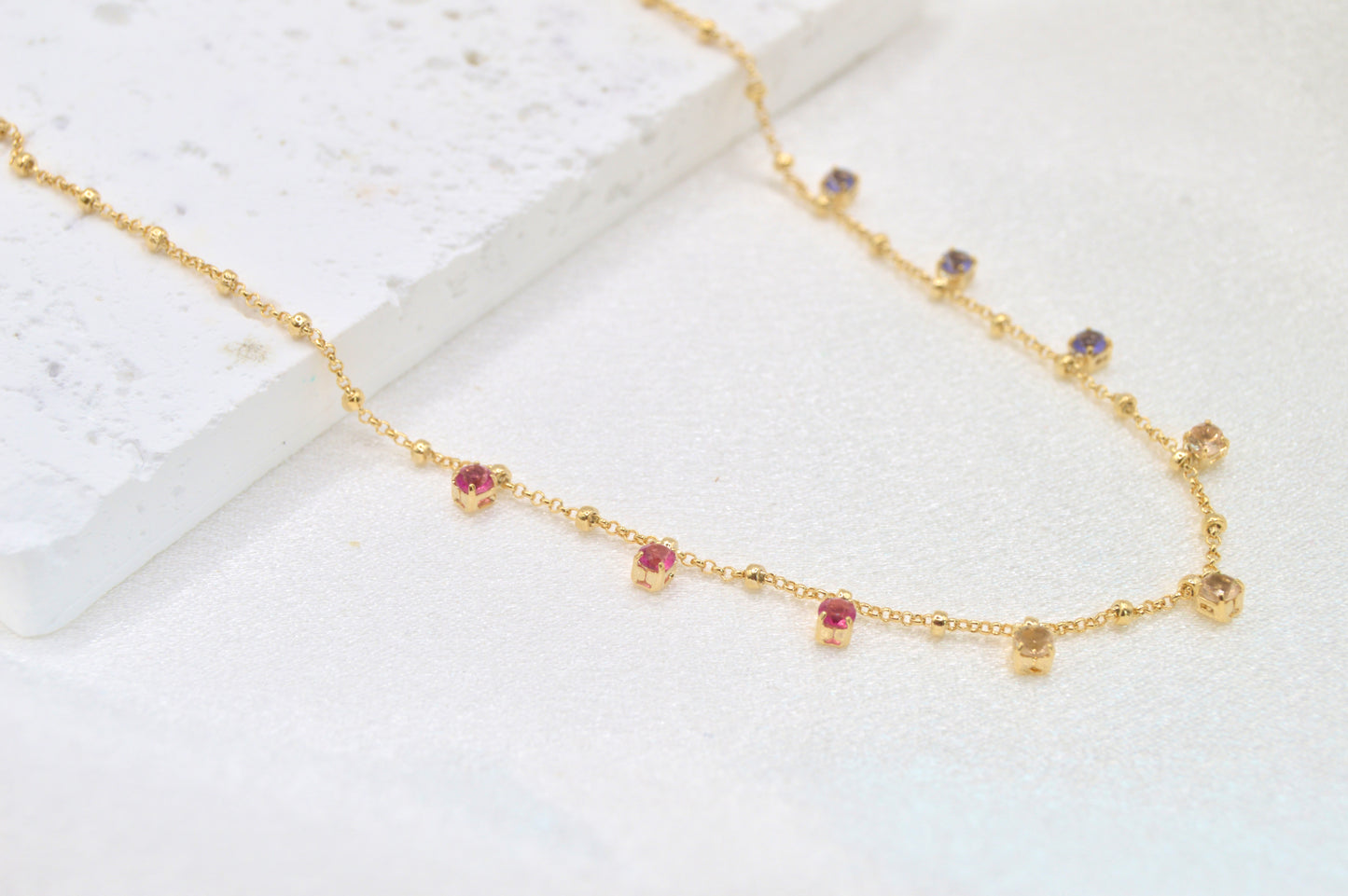 Dainty Multicolor CZ Necklace