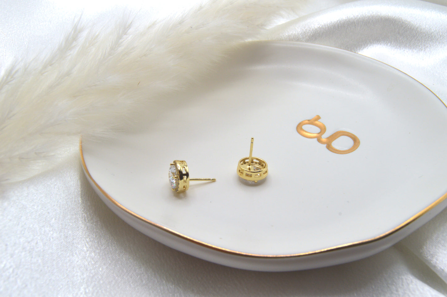 Big Double Cz Stud Earrings