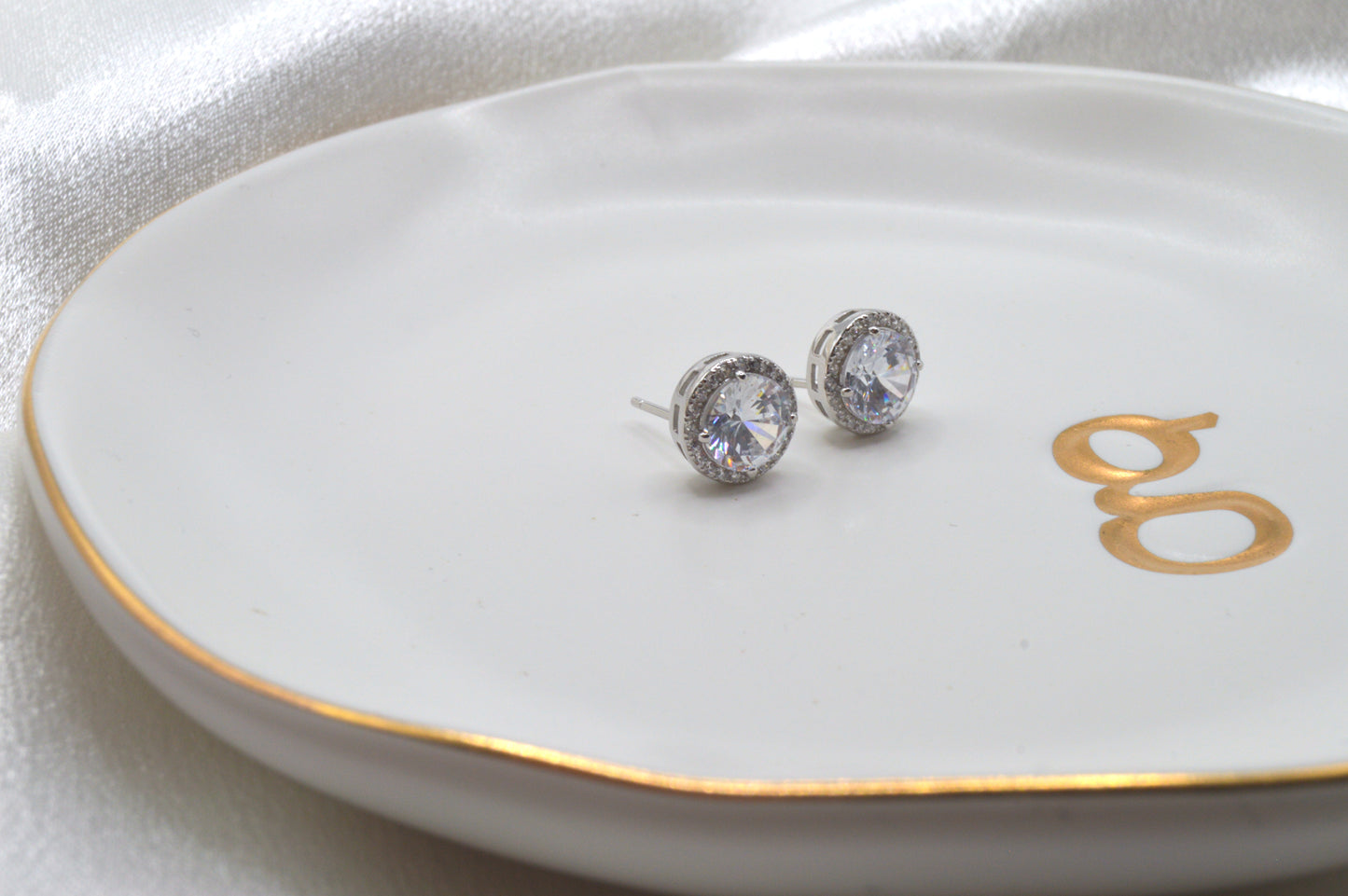 Big Double Cz Stud Earrings