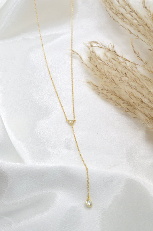 Double Cz Lariat Necklace