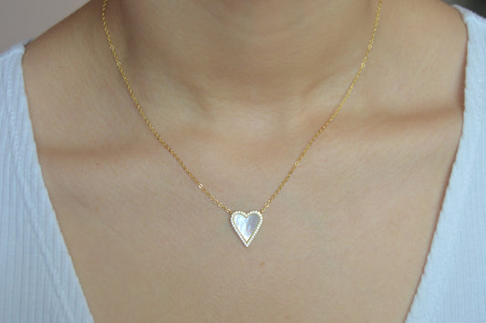 Mother of Pearl Heart Necklace