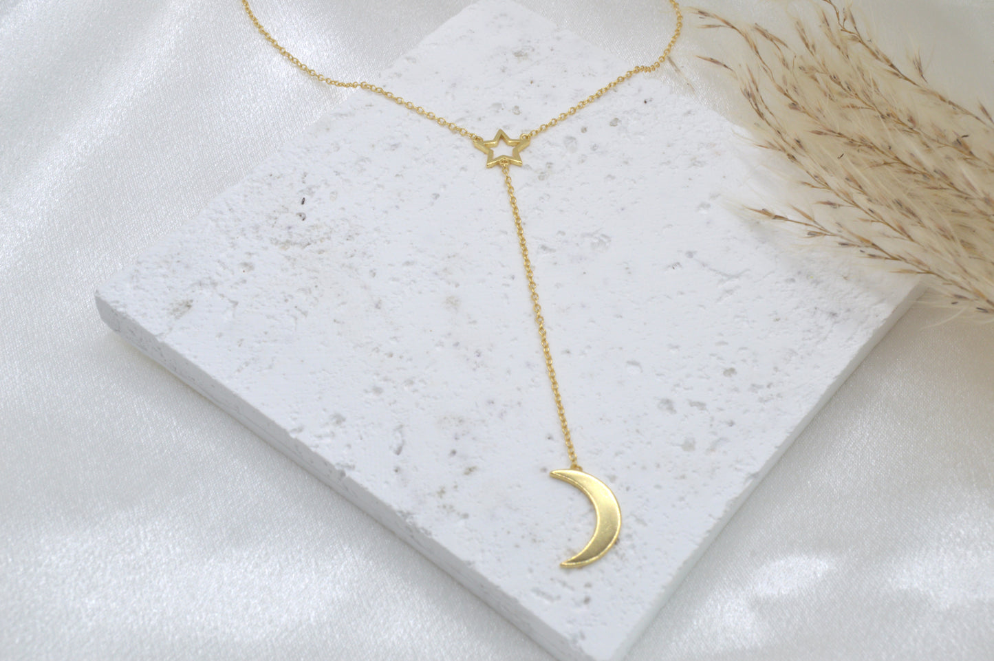 Moon & Star Lariat Necklace