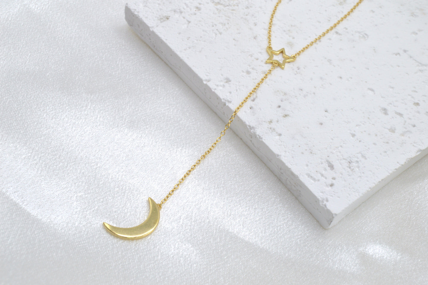 Moon & Star Lariat Necklace