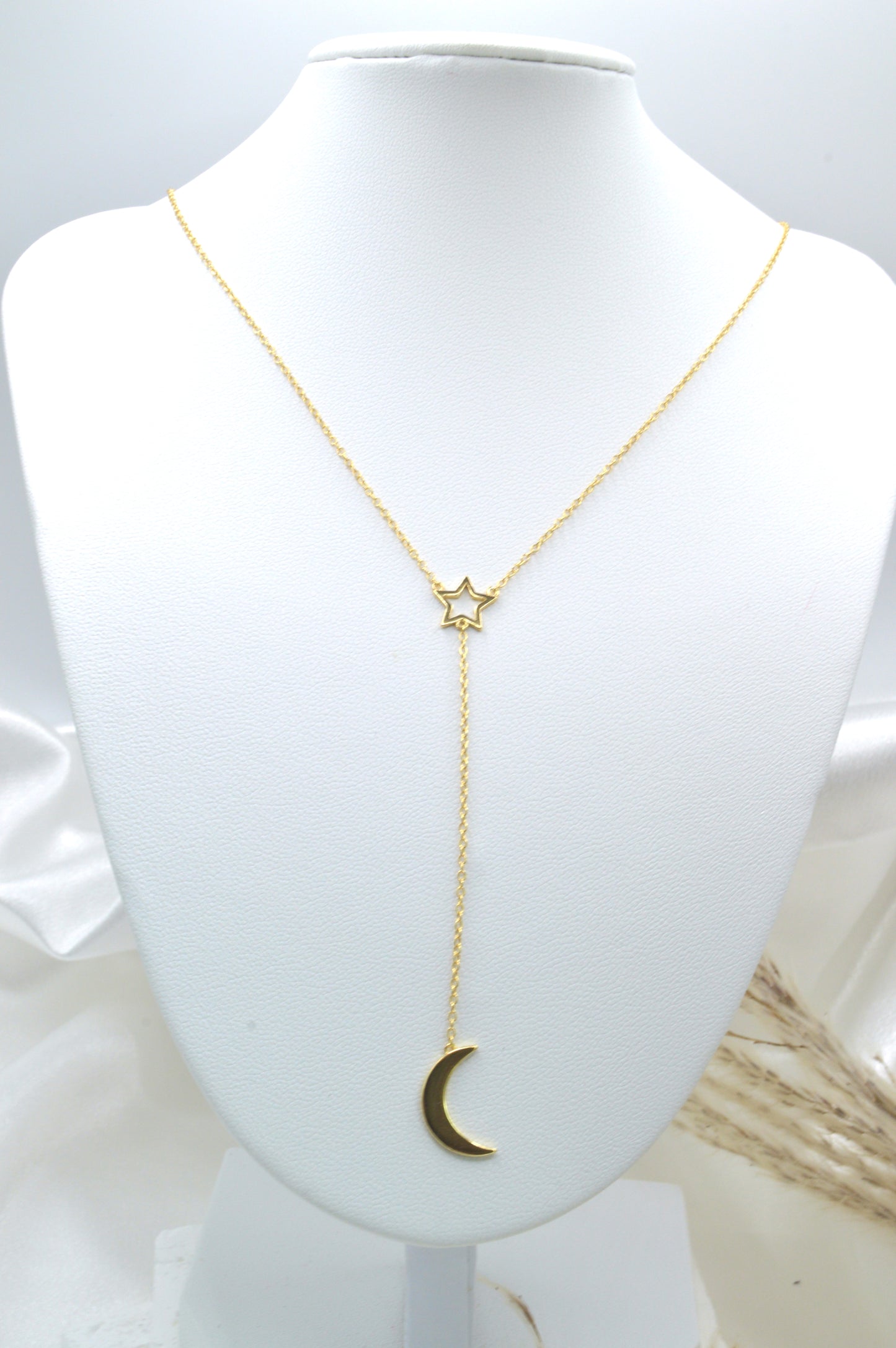 Moon & Star Lariat Necklace