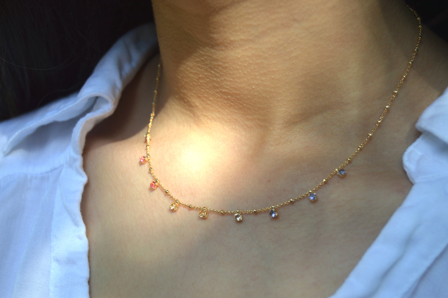 Dainty Multicolor CZ Necklace