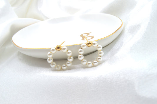 Circle Pearl Stud Earrings