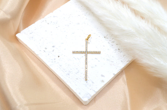 CZ Pave Gold Cross Charm