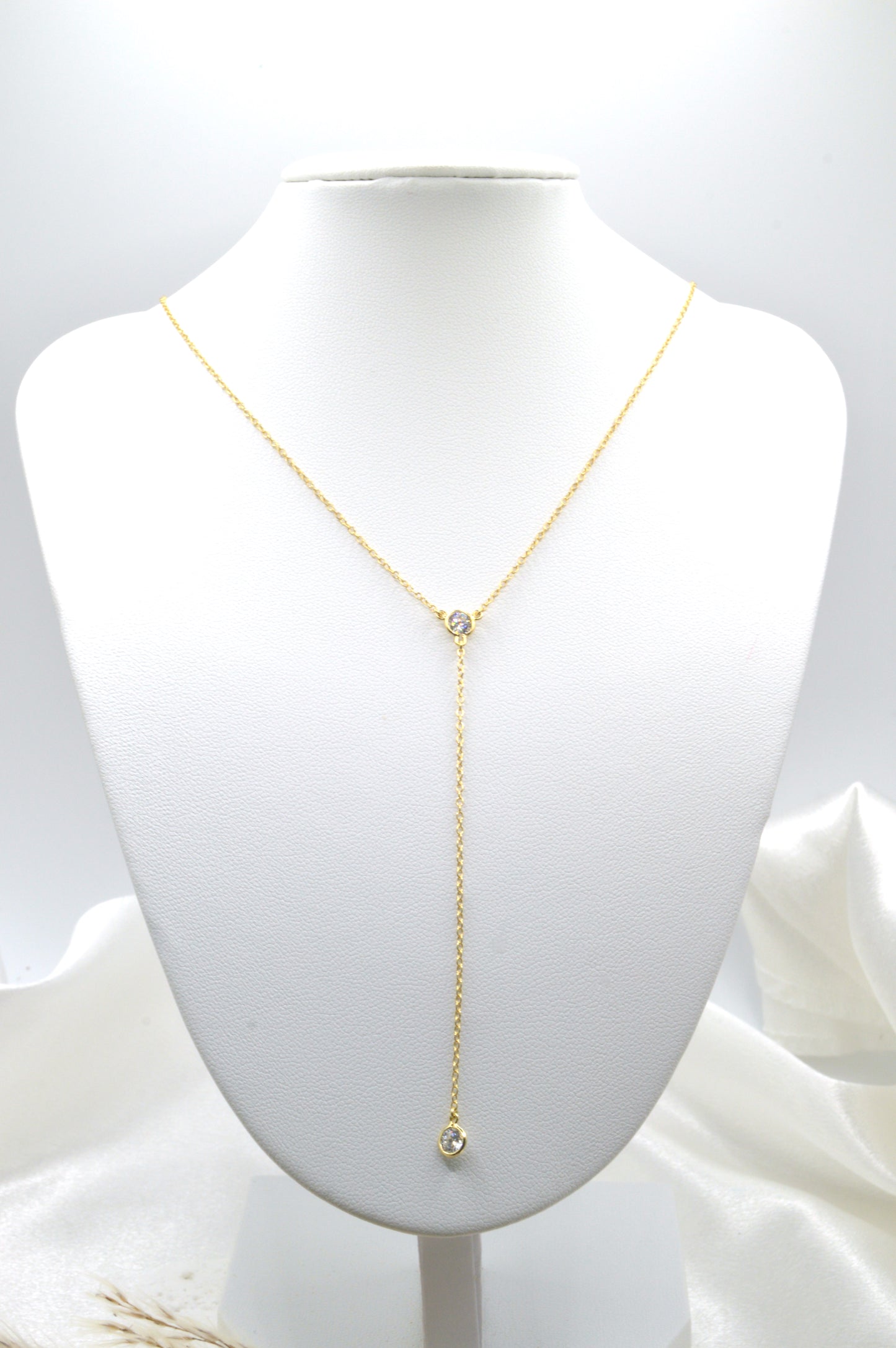 Double Cz Lariat Necklace