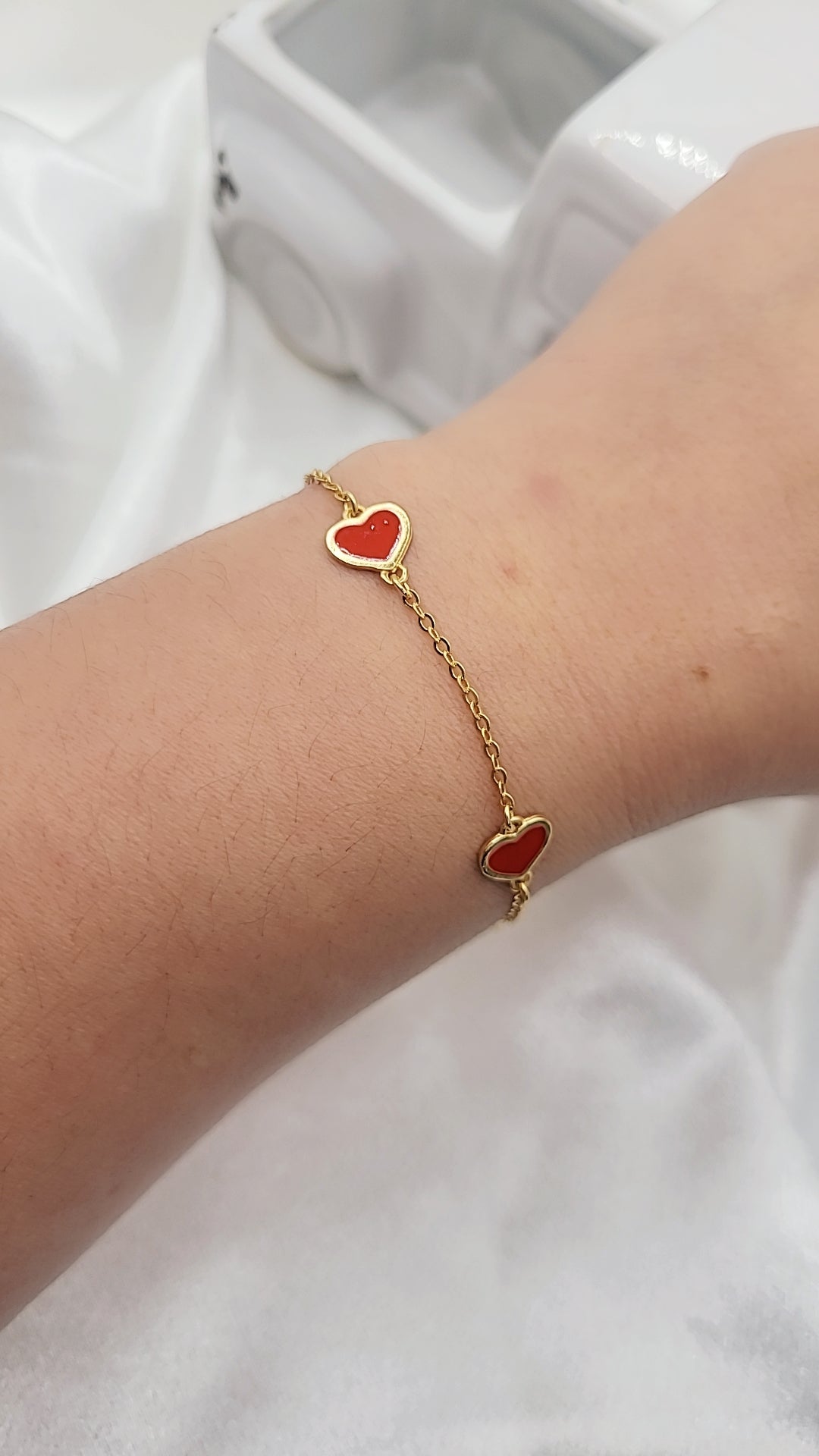 Red Enamel Hearts Bracelet