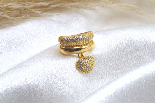Heart Dangle Pave Ring