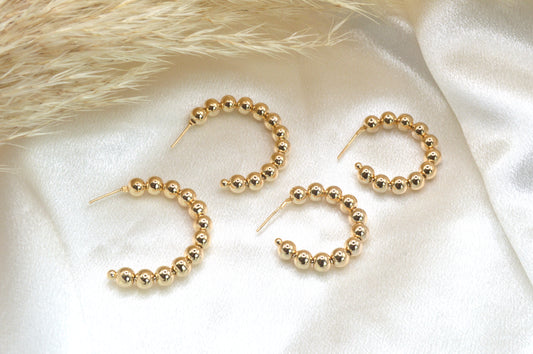 Beaded Open Hoops