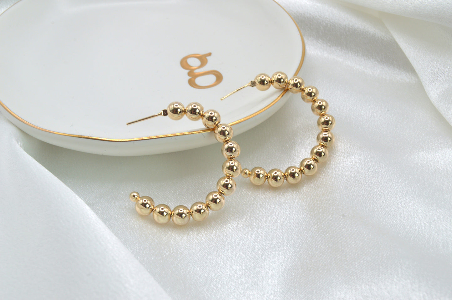 Beaded Open Hoops