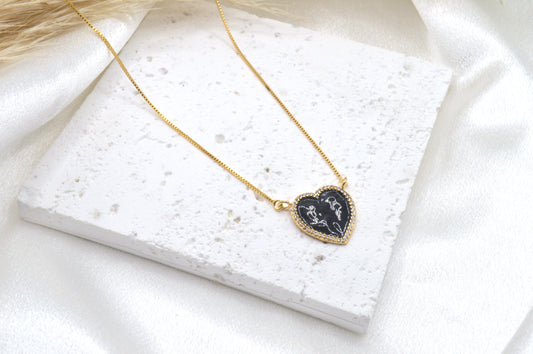 Black Enamel CZ Heart