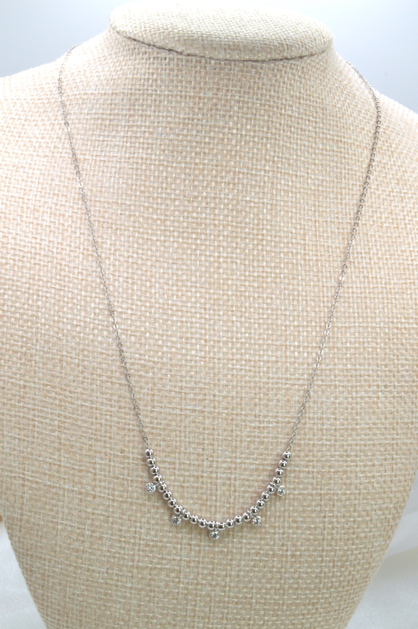Beaded CZ Dainty Necklace