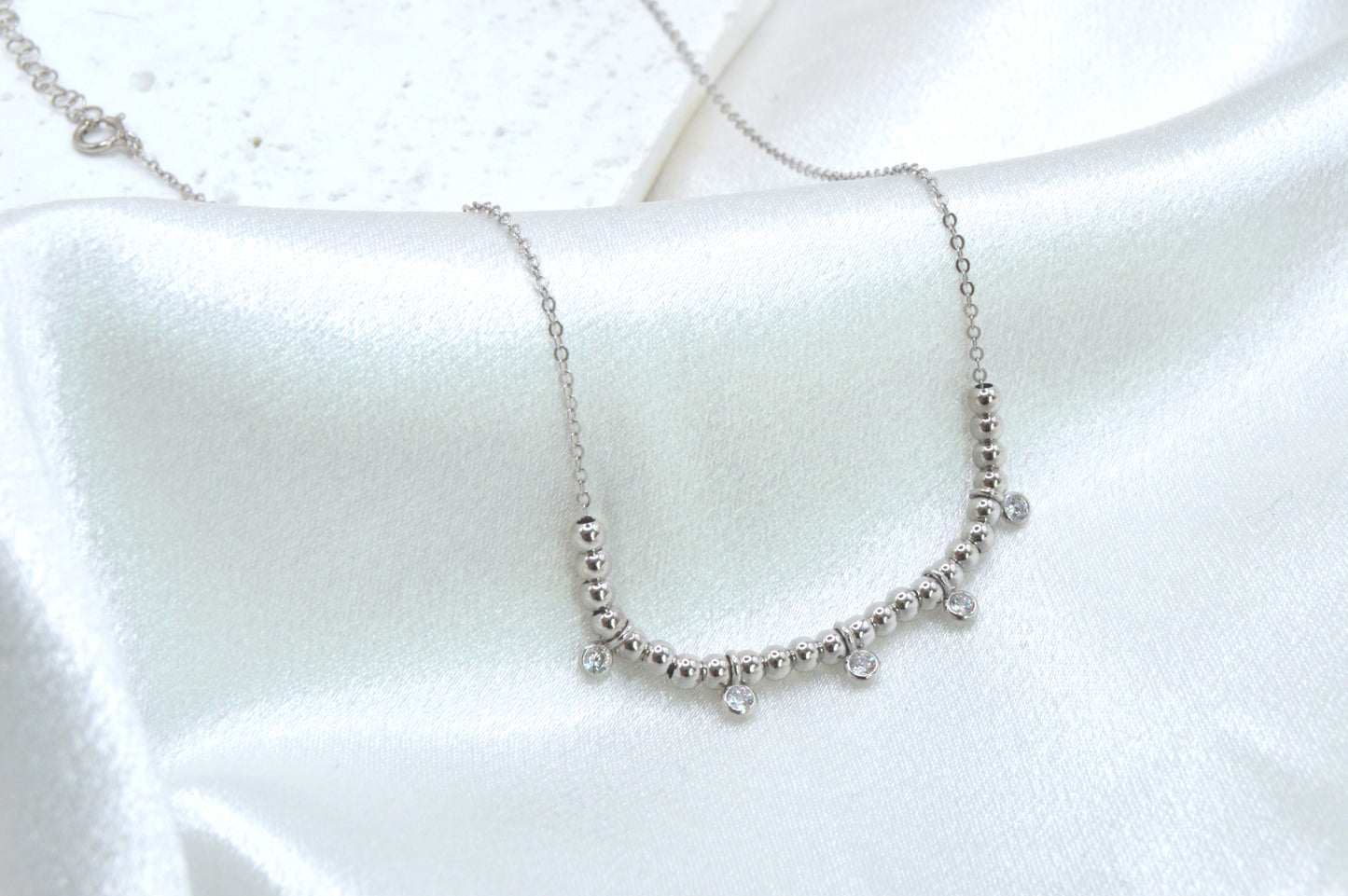 Beaded CZ Dainty Necklace