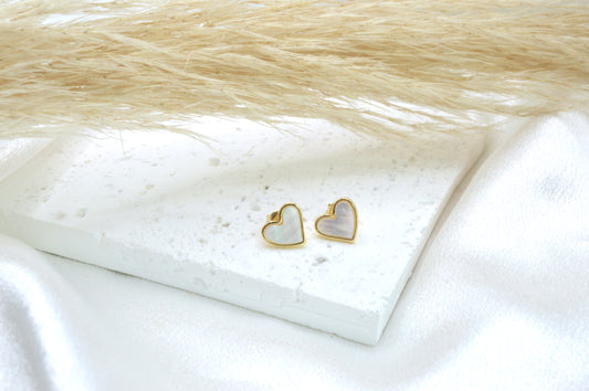 Mother of Pearl Heart Stud