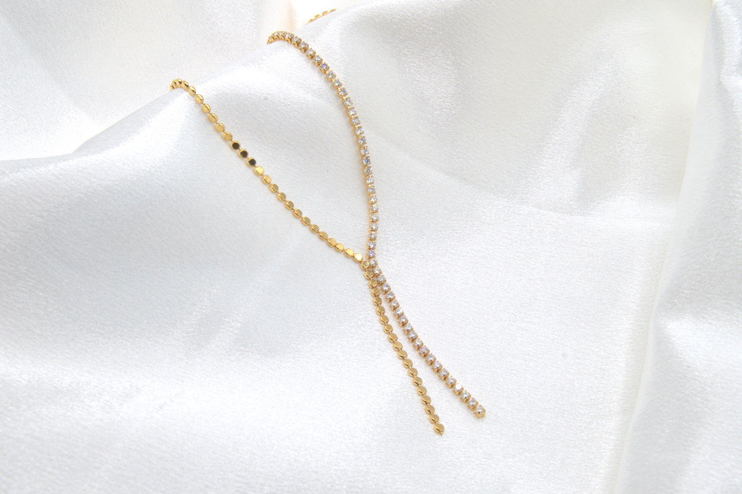 Dotted Cz Lariat Necklace