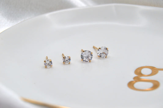 Two Cz Stones Studs Earrings
