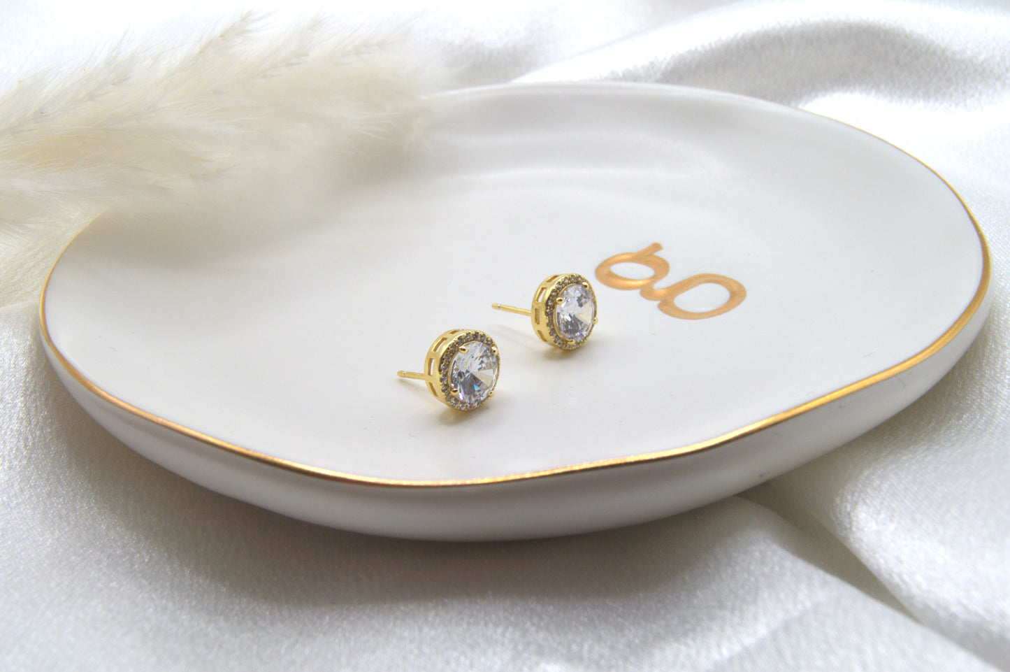 Big Double Cz Stud Earrings