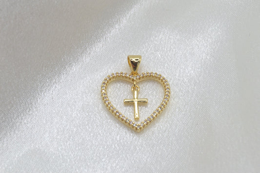 Cross Heart Pave Charm