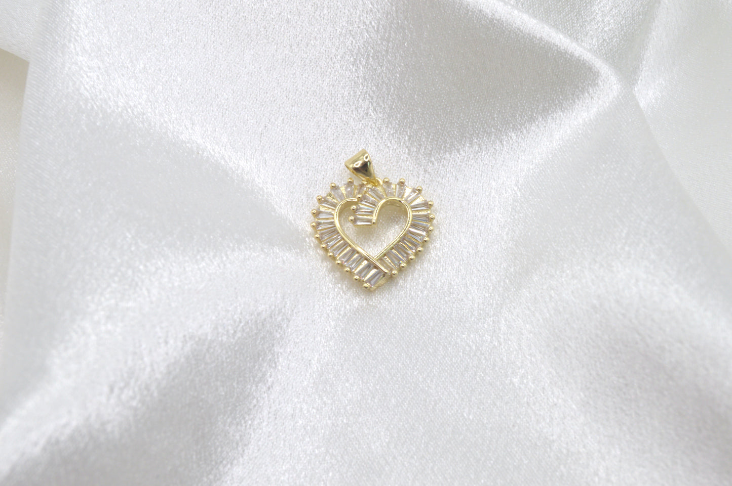 Baguette Cz Charm Heart