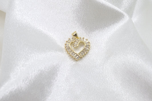 Baguette Cz Charm Heart