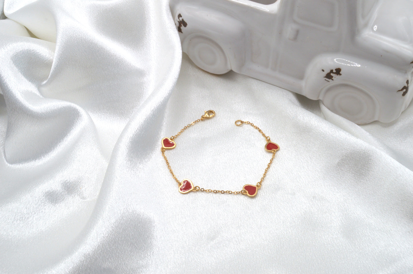 Red Enamel Hearts Bracelet