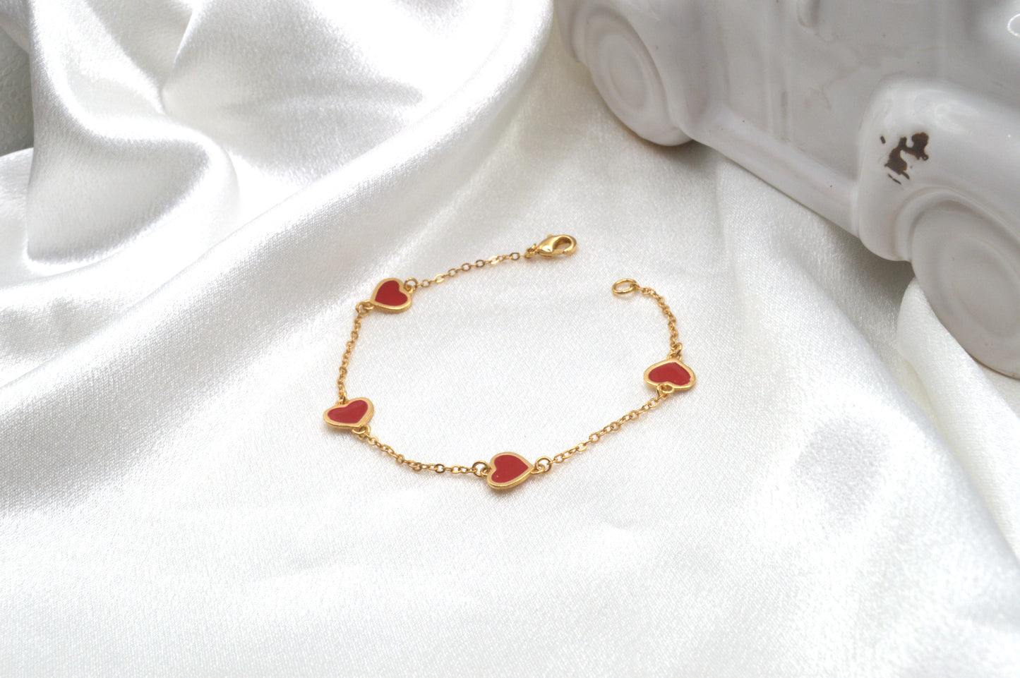 Red Enamel Hearts Bracelet