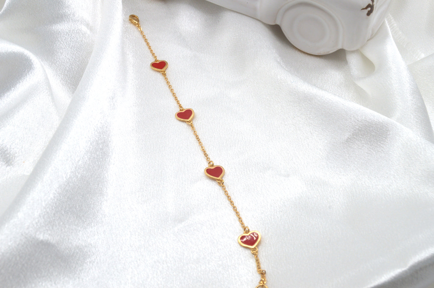 Red Enamel Hearts Bracelet