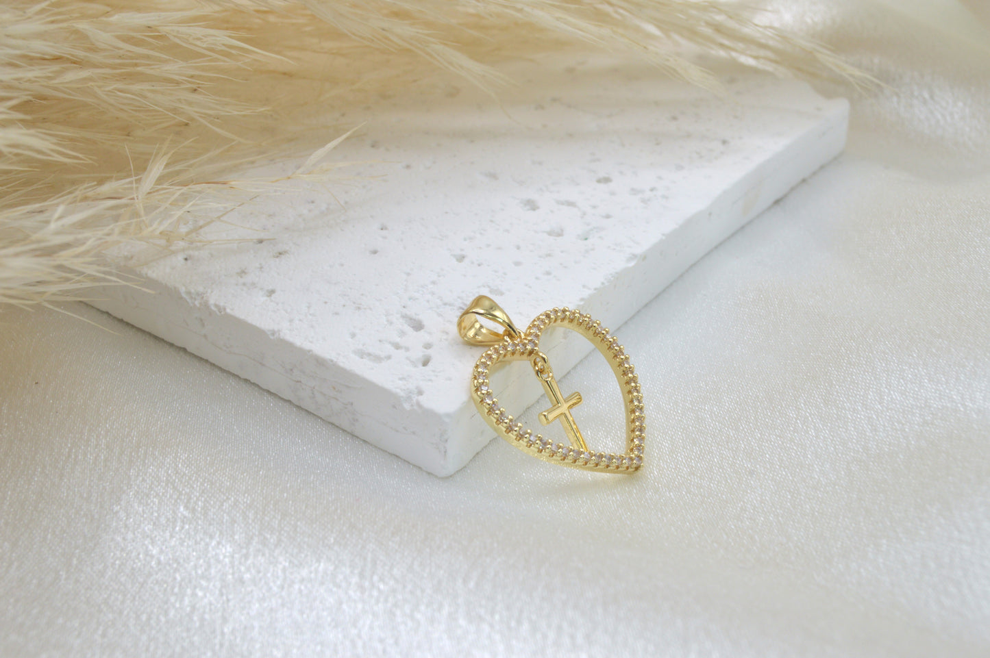 Cross Heart Pave Charm