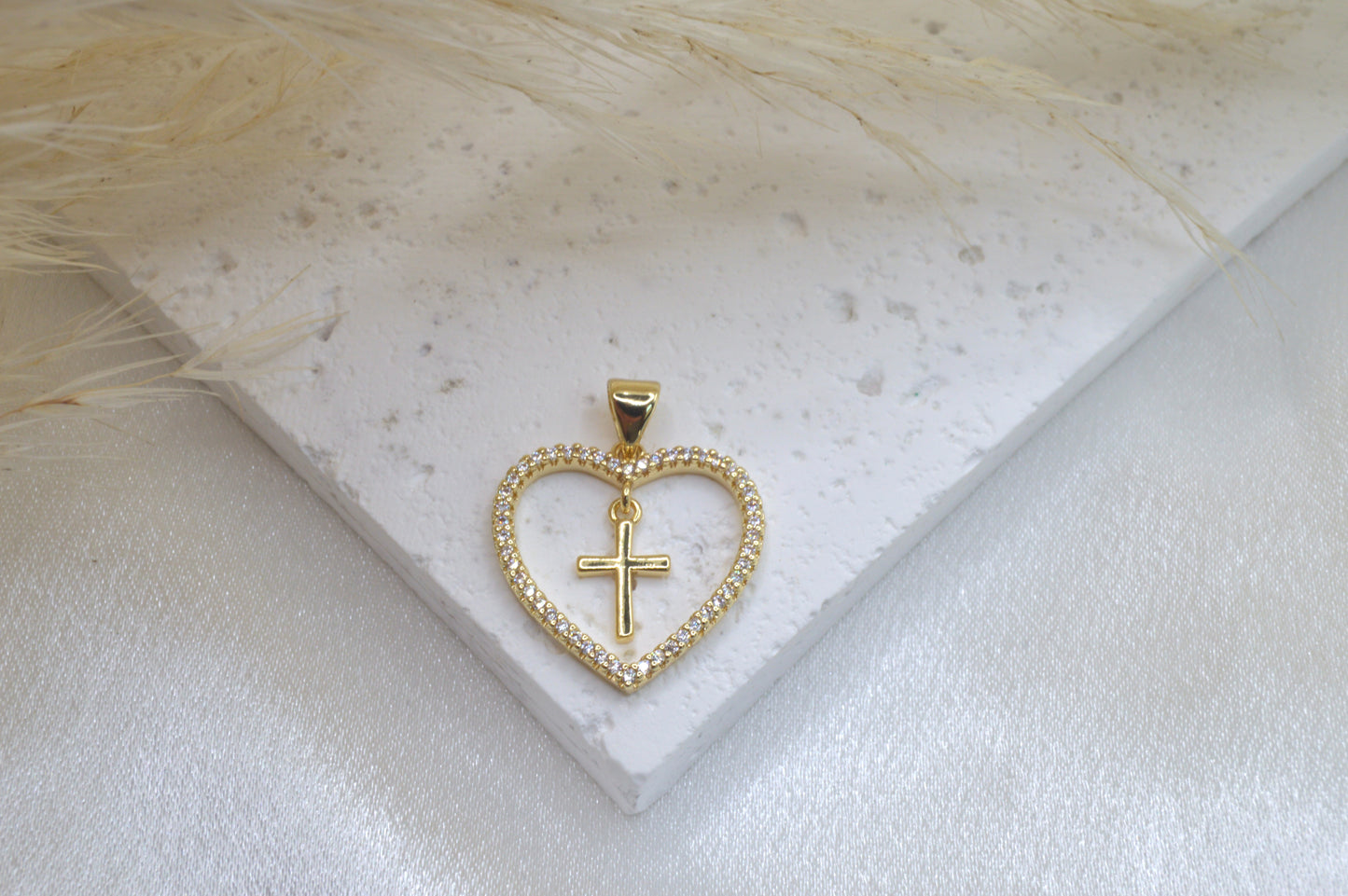 Cross Heart Pave Charm