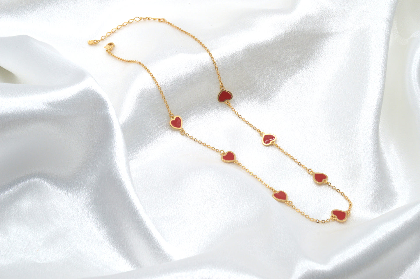 Red Enamel Hearts Necklace