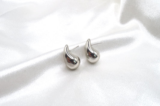 Rhodium Tear Drop Earrings