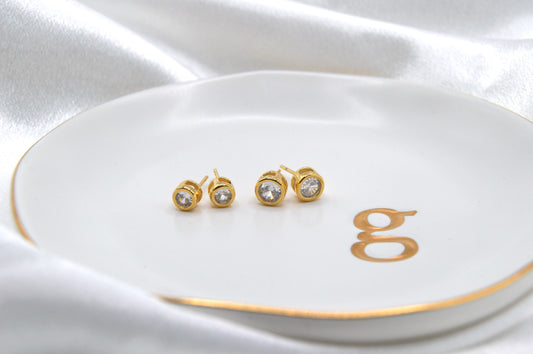 Two Round Cz Studs Earrings