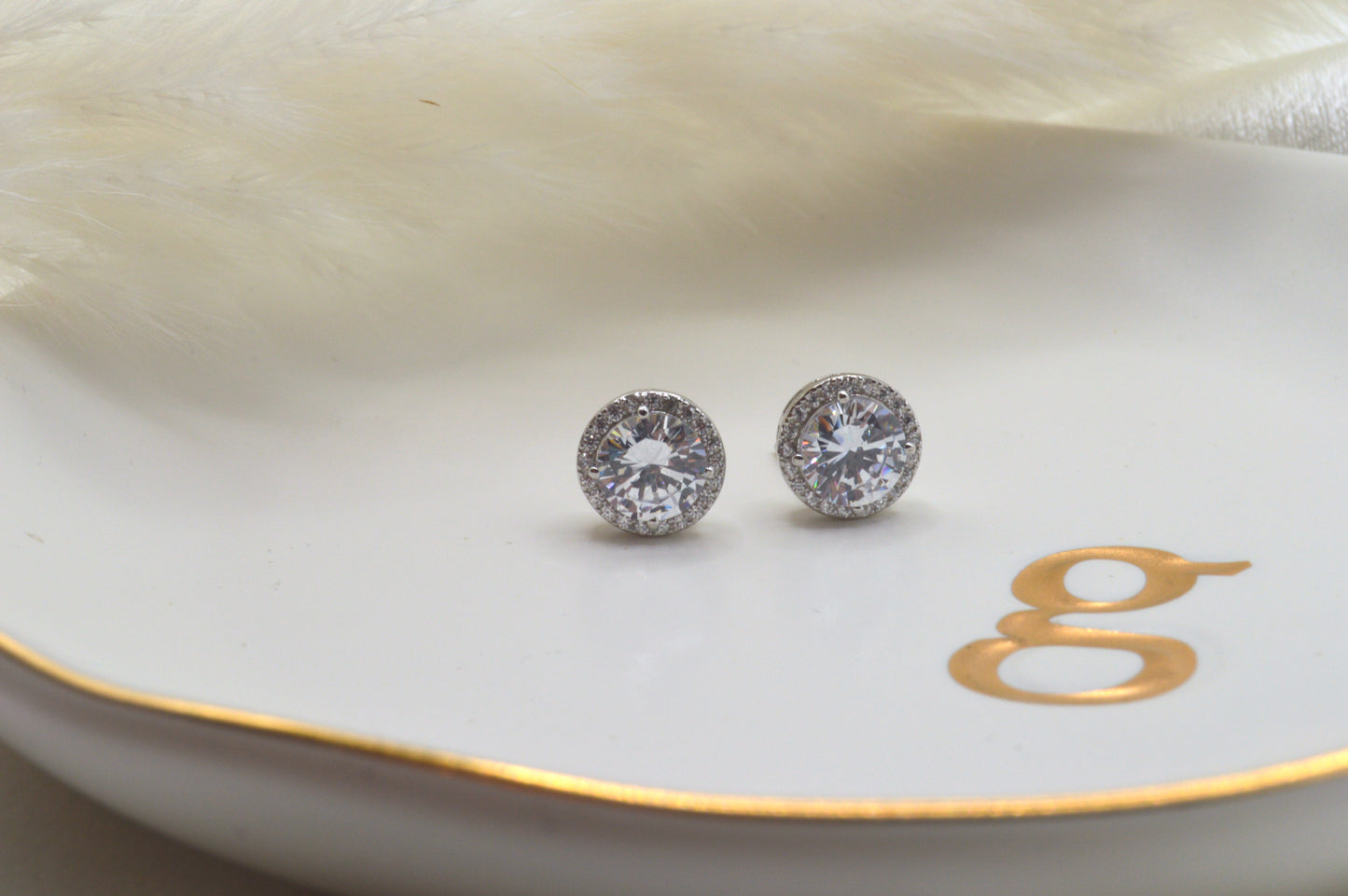 Big Double Cz Stud Earrings