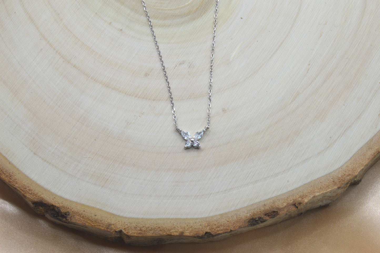 Tiny CZ Butterfly Necklace