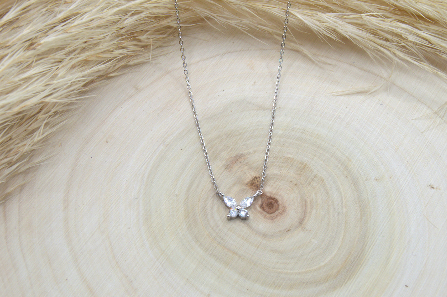 Tiny CZ Butterfly Necklace