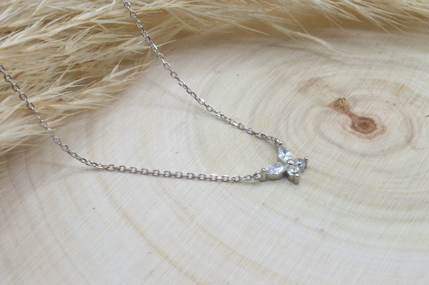 Tiny CZ Butterfly Necklace