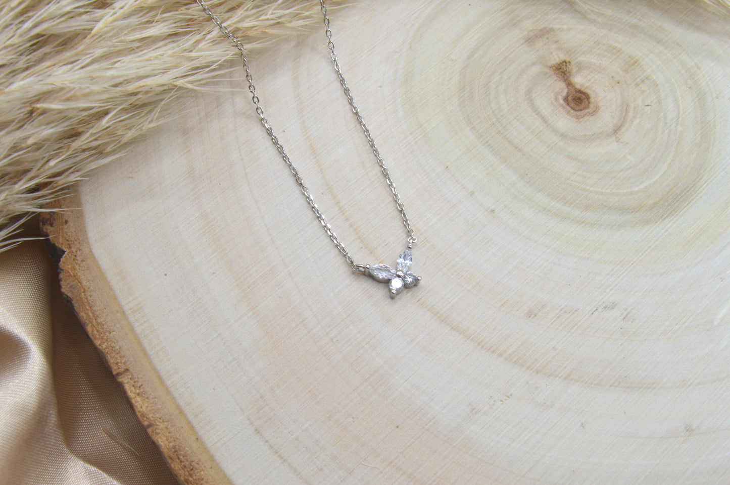 Tiny CZ Butterfly Necklace